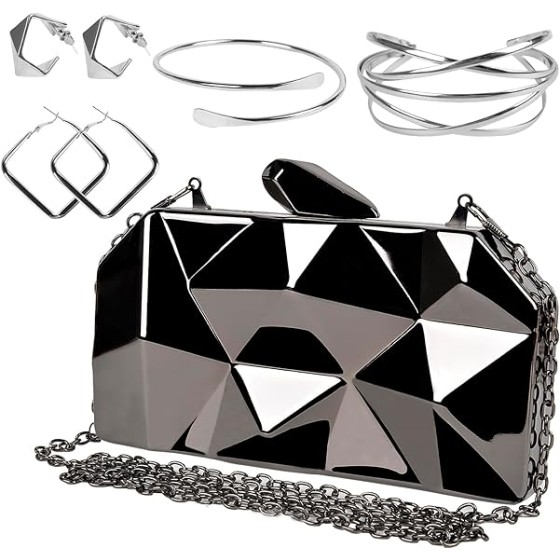 Women Lattice Gold Clutch Purses - Geometric Lattice Metal Clutch Evening Bag Women Golden Stone Cut Clutch Purse for Party