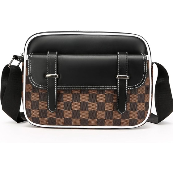 Crossbody Bag for Mens, Pu leather Cross Body Purse, Multi Pocket Shoulder Bag Messenger Bag for Travel Work Daily