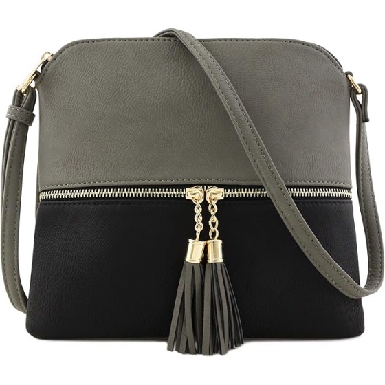Lightweight Medium Crossbody Bag with Tassel