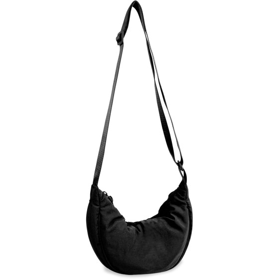 Nylon Crescent Crossbody Bag for Women Purses Trendy Men,Small Travel Sling Bag Hobo